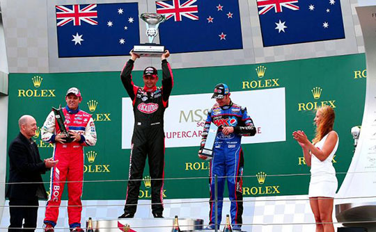 Fabian Coulthard lifts the MSS Security Challenge trophy